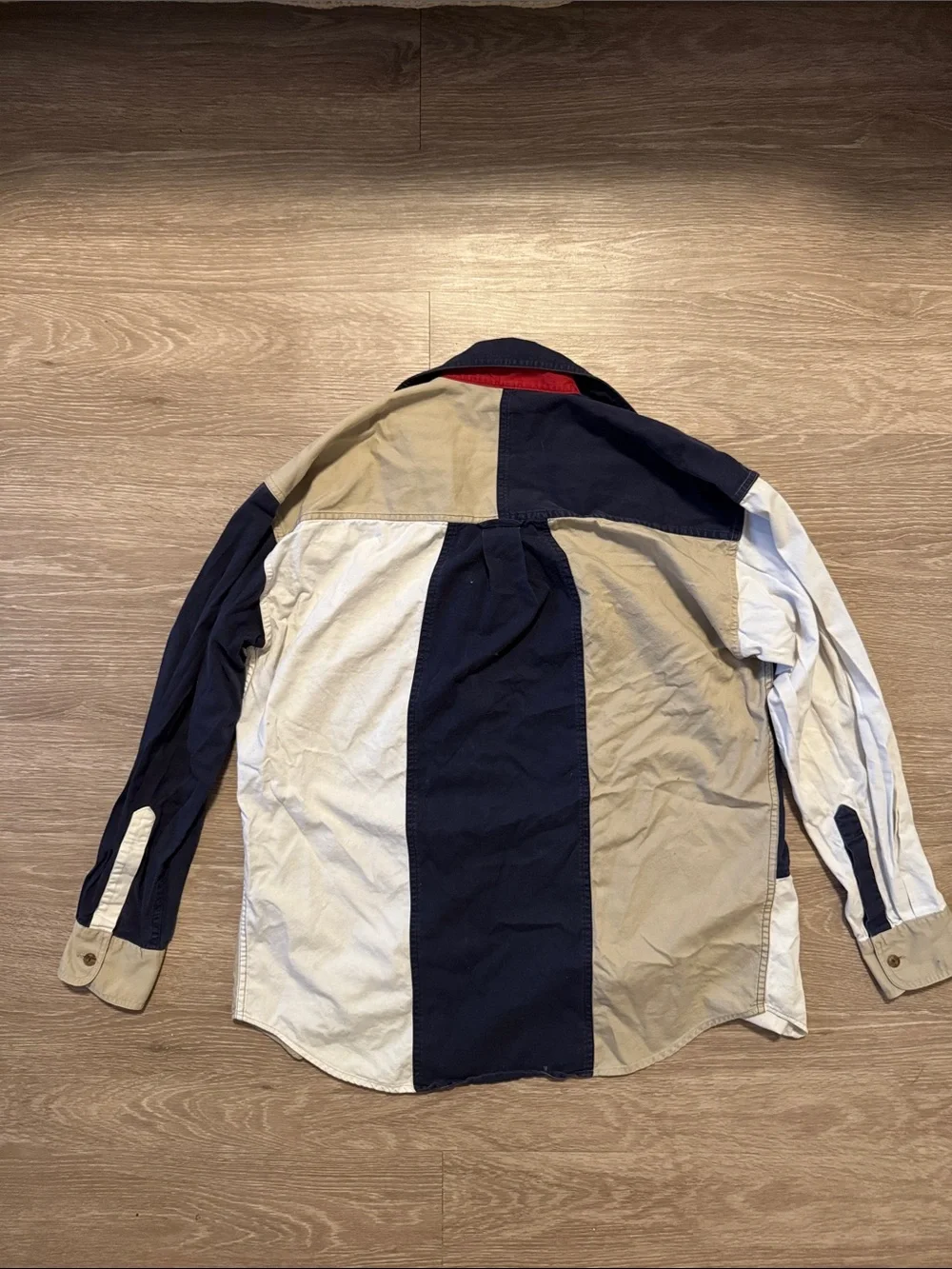 Chaps (Ralph Lauren) Colorblock Shirt Jacket in Navy, White & Khaki